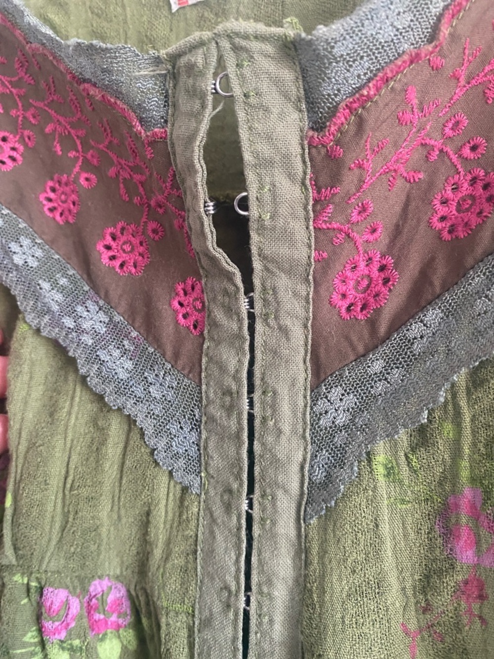 Free People | Floral Cotton Slip Dress | Lace Trim | Size 8 - Picture 8 of 10